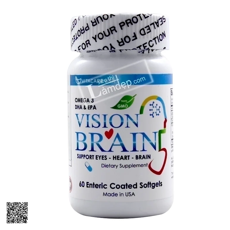 Vision Brain Viên Uống Hỗ Trợ Tim Mạch, Tăng Cường Trí Não Của Mỹ