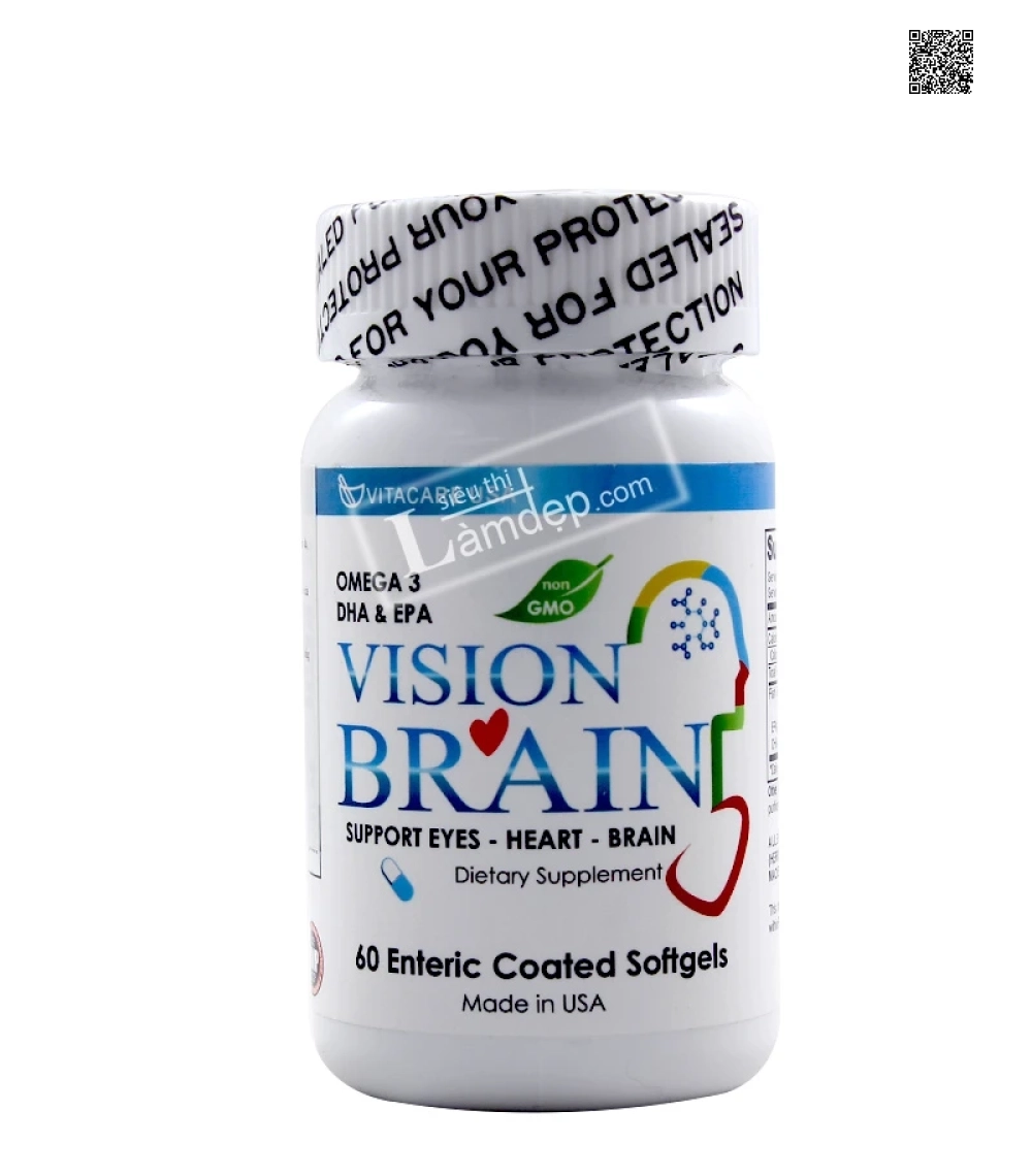 Vision Brain Viên Uống Hỗ Trợ Tim Mạch, Tăng Cường Trí Não Của Mỹ