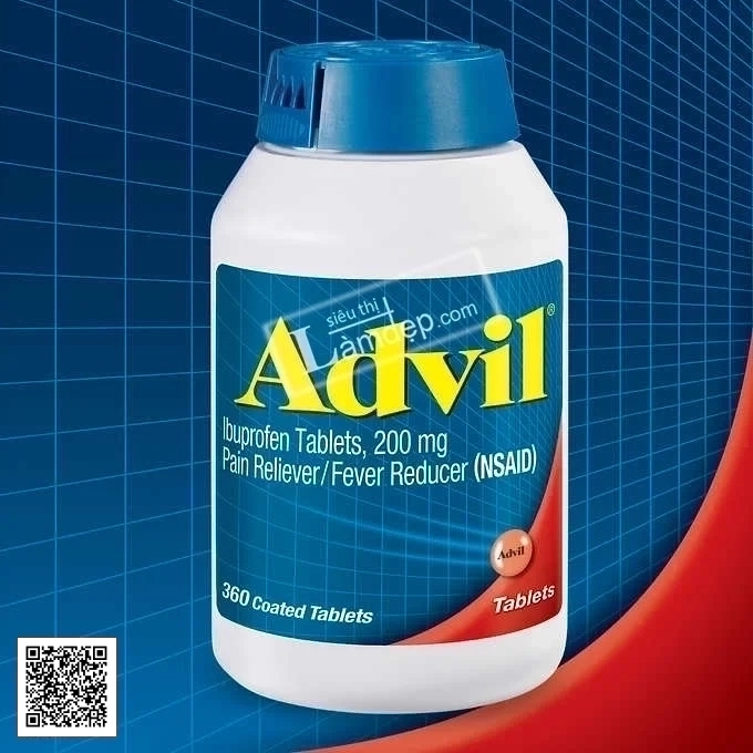 Viên Uống Giảm Đau Hạ Sốt Advil Ibuprofen (200mg x 360 viên)