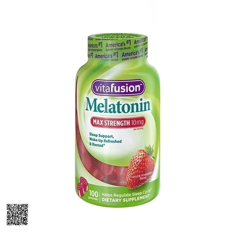 Kẹo Dẻo Hỗ Trợ Ngủ Ngon Vitafusion Melatonin Max Strength 10mg Vị Dâu Tây