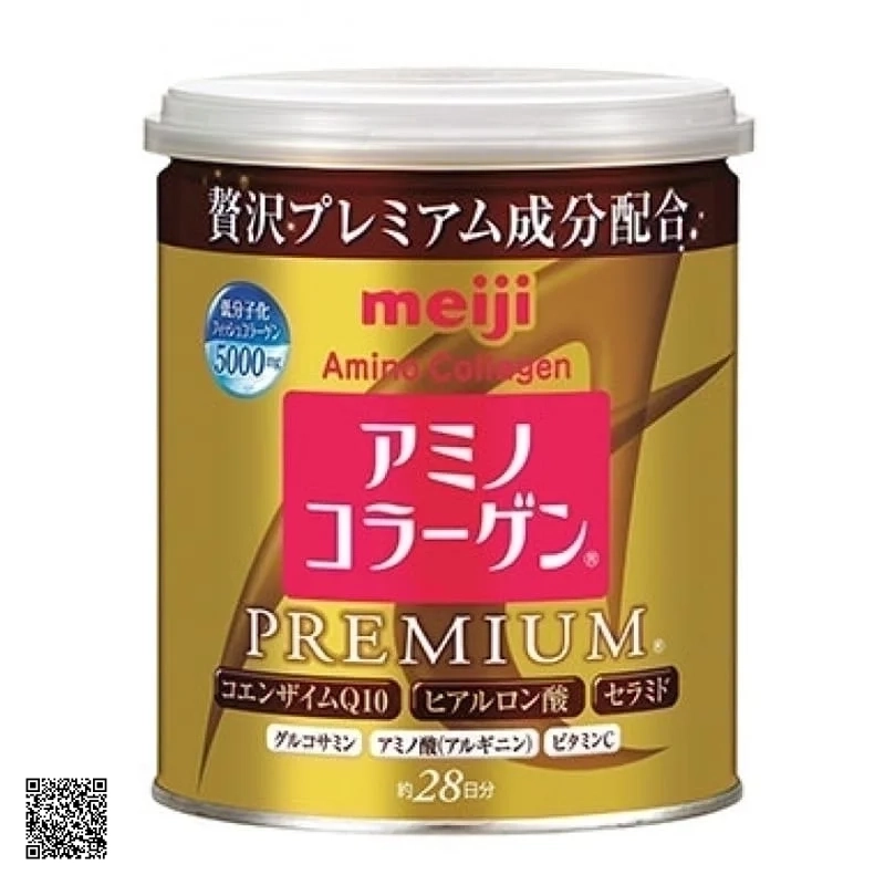 Meiji Amino Collagen Premium Gold 5000mg Dạng Bột Hộp Vàng 200g Nhật Bản