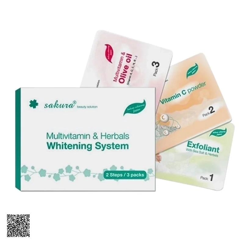 Bộ Kem Tắm Trắng Vitamin C Và Thảo Dược Tổng Hợp SAKURA MULTIVITAMIN & HERBALS WHITENING SYSTEM