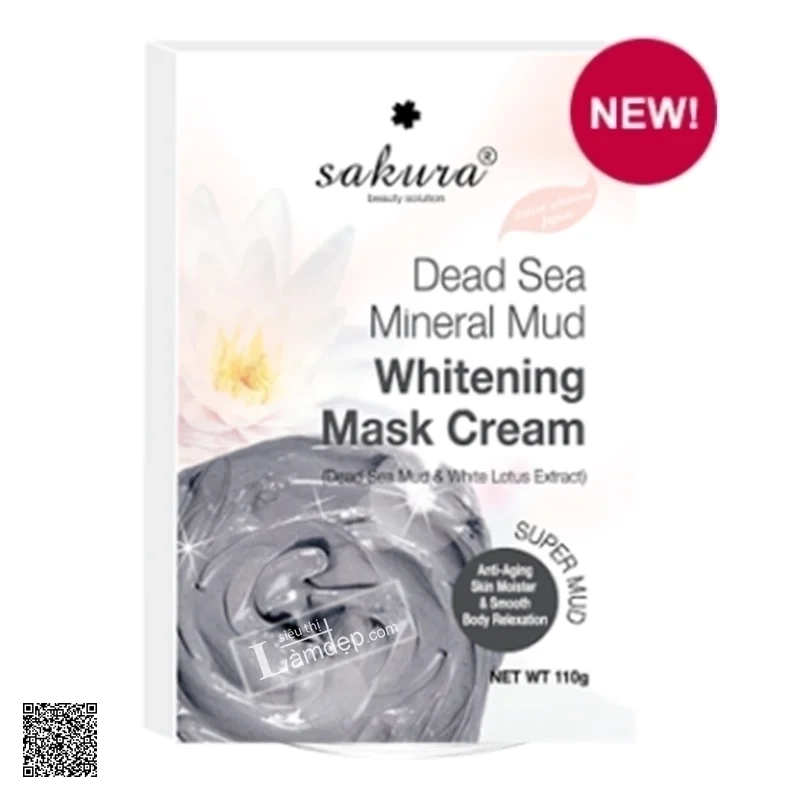 Kem Tắm Trắng Bùn Khoáng Thiên Nhiên Và Tinh Chất Sen Trắng SAKURA DEAD SEA MINERAL MUD WHITENING MASK CREAM
