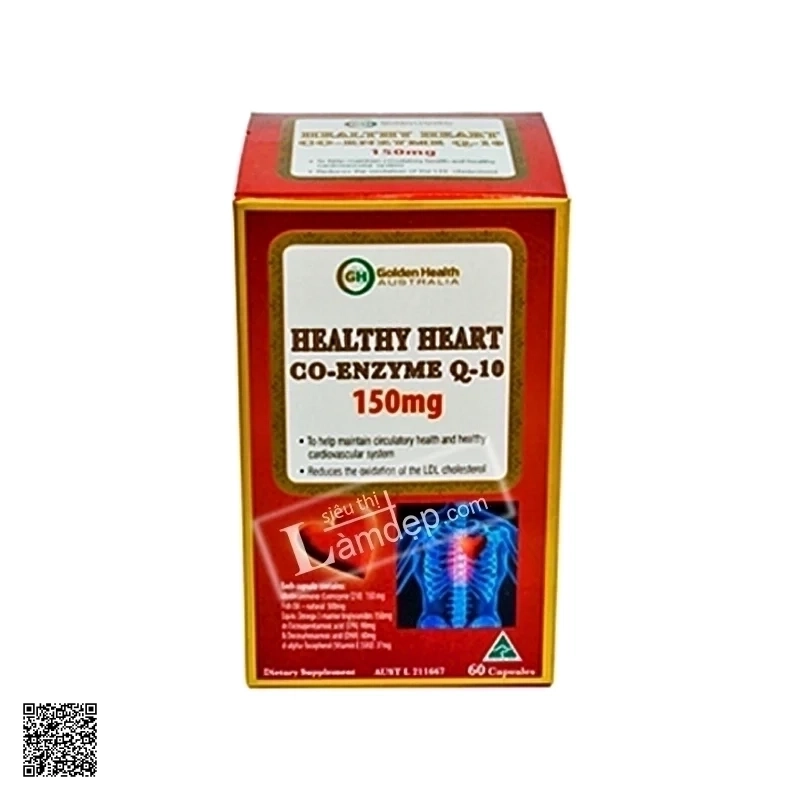 Viên Uống Hỗ Trợ Tim Mạch Golden Health Healthy Heart Co-Enzyme Q-10 (150mg x 60 viên)