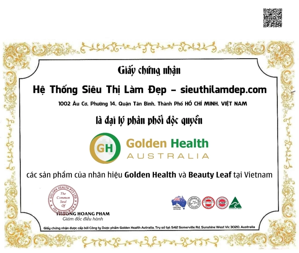 Giấy chứng nhận nhà phân phối golden health