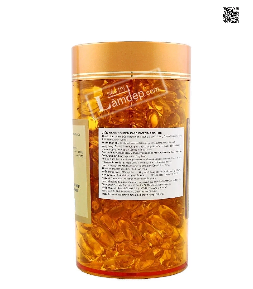 Viên Dầu Cá Omega 3 Golden Care (1000mg x 365 viên)