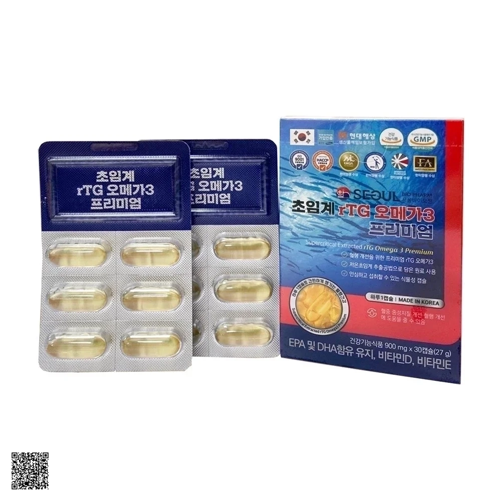 Seoul Bio Pharma Supercritical Extracted rTG Omega 3 Premium - Viên Bổ Sung Omega 3 (30 Viên)