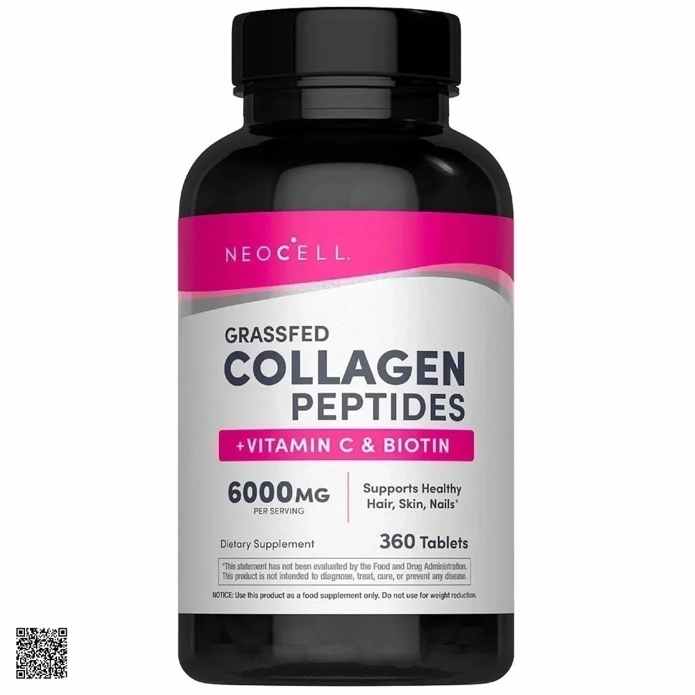 Neocell Grassfed Collagen Peptides + Vitamin C & Biotin Viên Uống Collagen Từ Mỹ
