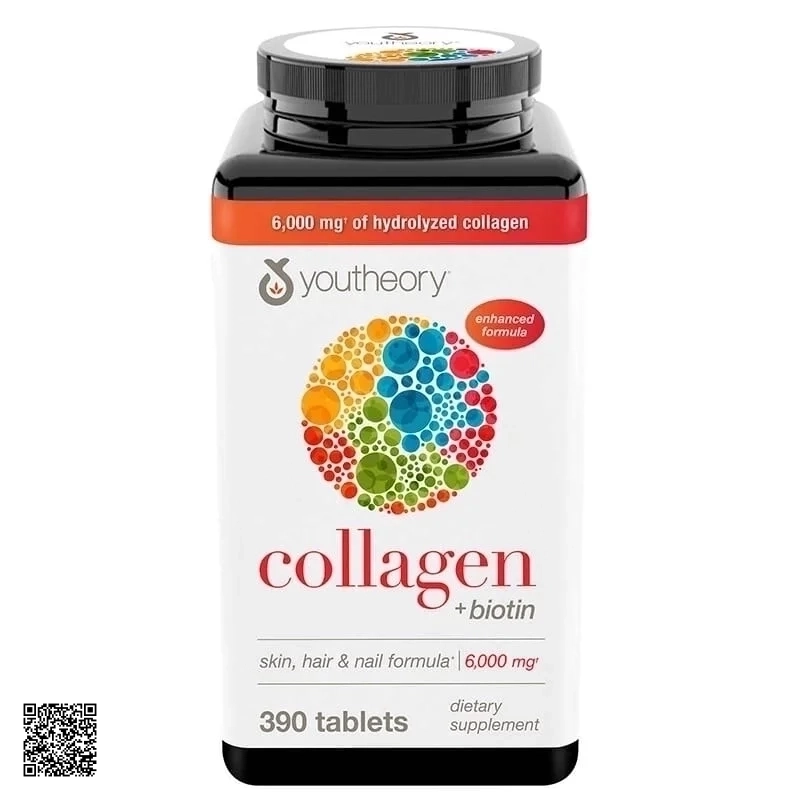 Youtheory Collagen +Biotin 390 Viên Type 1,2&3 Viên Uống Collagen Từ Mỹ
