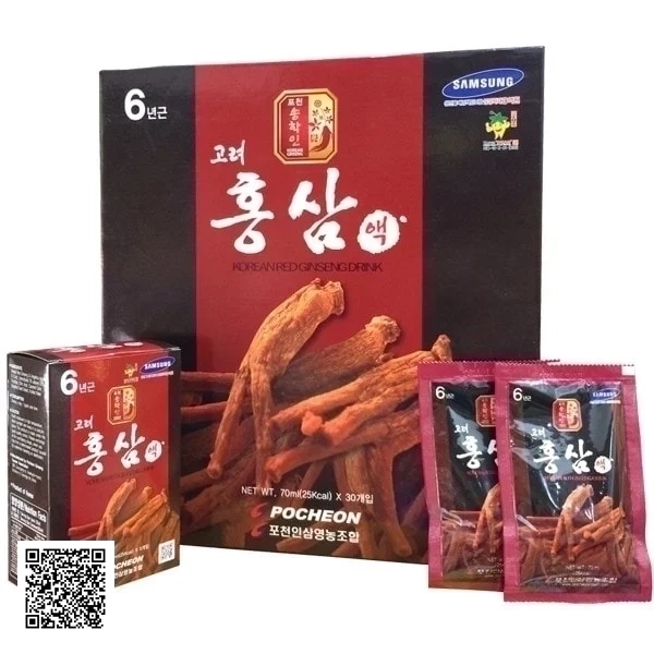 Nước Hồng Sâm Pocheon Korean Red Ginseng Drink (70ml x 30 gói)