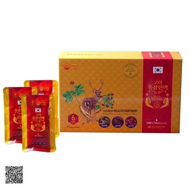 Nước Hồng Sâm Nhung Hươu Daedong Korean Red Ginseng Deer Antlers (70ml x 30 gói)