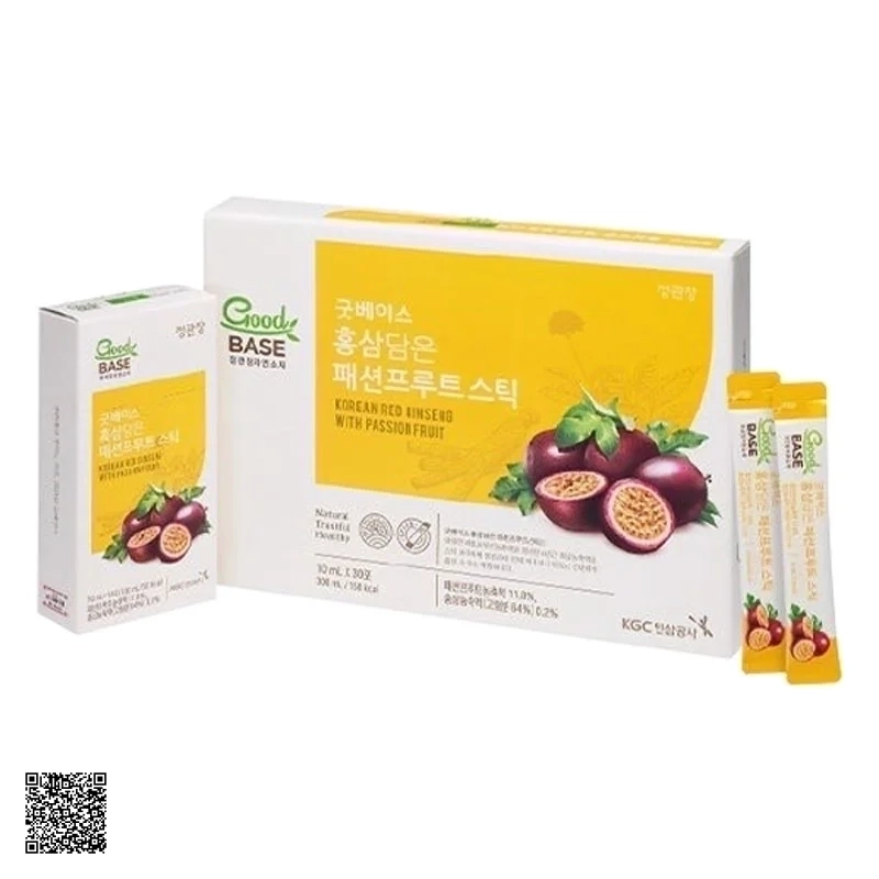 Nước Hồng Sâm Chanh Dây KGC Goodbase Korean Red Ginseng With Passion Fruit (10ml x 30 gói)