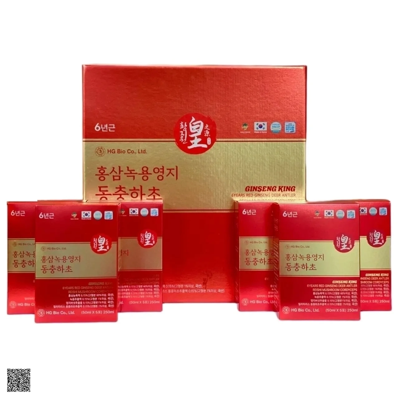 Nước Hồng Sâm Nhung Hươu Linh Chi Đông Trùng HG Bio Ginseng King 6Years Red Ginseng Deer Antler Reishi Mushroom Cordyceps