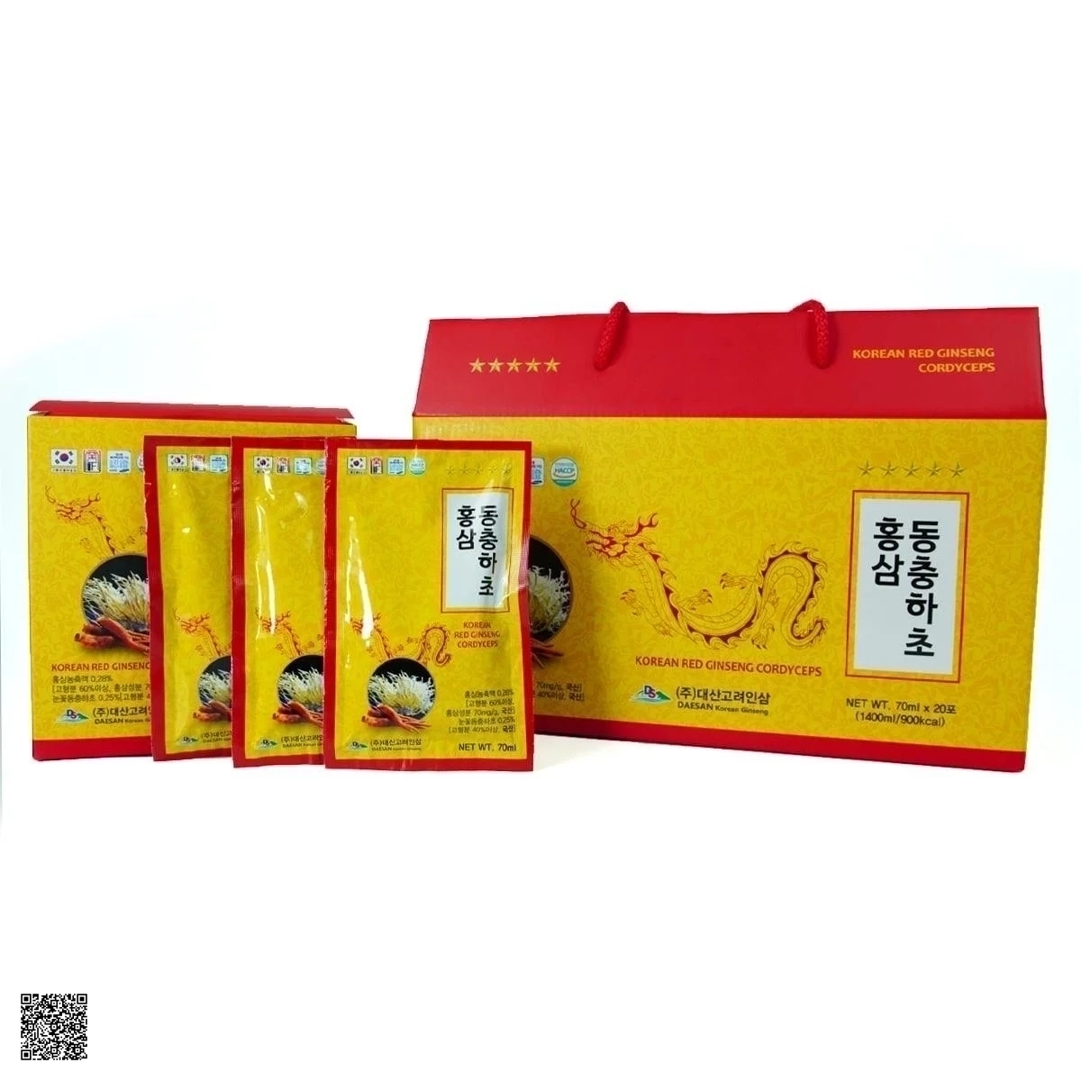 Nước Hồng Sâm Đông Trùng Hạ Thảo Daesan Korean Red Ginseng Cordyceps (70ml x 20 gói)