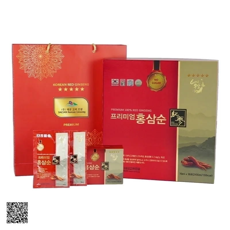 Nước Hồng Sâm Không Đường Daesan Premium 100% Red Ginseng (70ml x 30 gói)