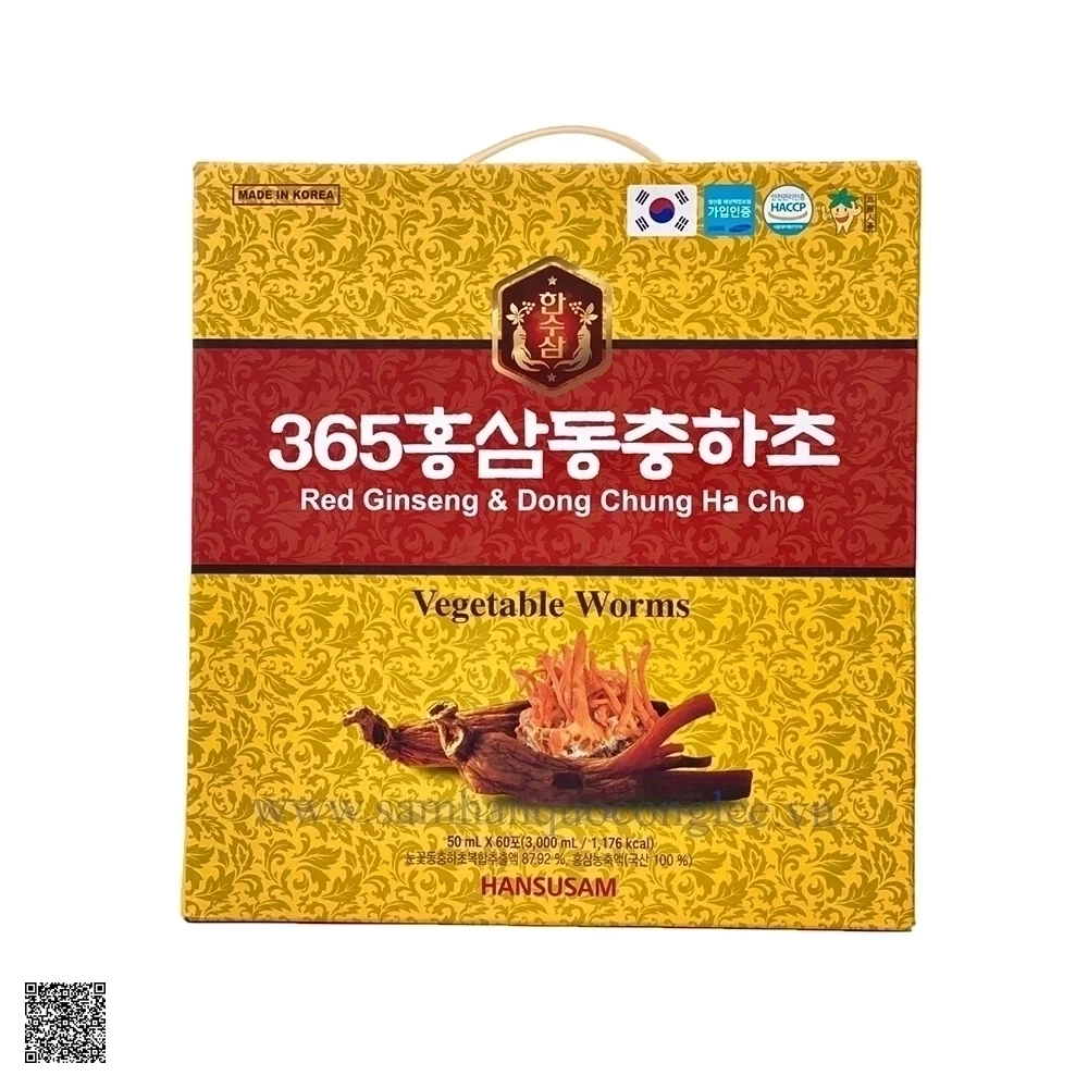 Nước Hồng Sâm Đông Trùng Hạ Thảo Hansusam Vegetable Worms Red Ginseng Dong Chung Ha Cho (60 gói x 50ml)