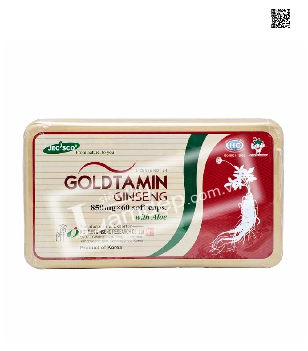 Hình ảnh mặt trước của hộp Viên Hồng Sâm Goldtamin