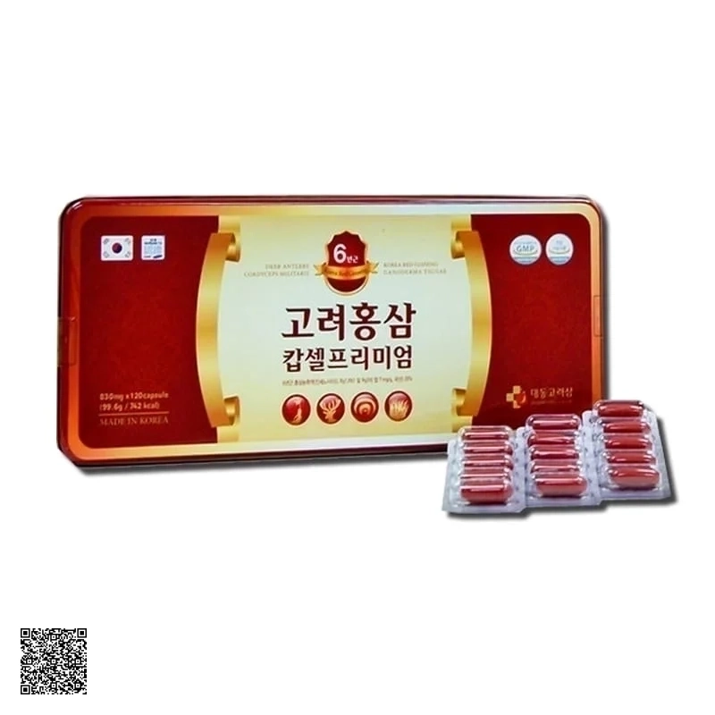 Viên Hồng Sâm Nhung Hươu Linh Chi Đông Trùng Hạ Thảo Daedong Korea Red Ginseng Ganoderma Tsugae 120 Viên