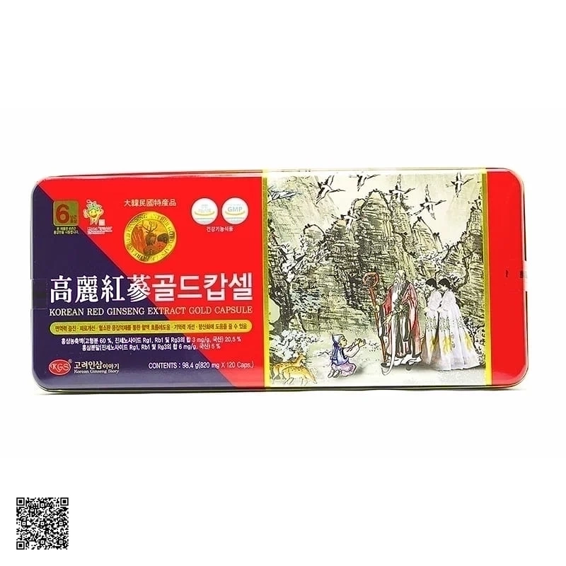 Viên Hồng Sâm Nhung Hươu Linh Chi KGS Korean Red Ginseng Extract Gold Capsule 120 Viên
