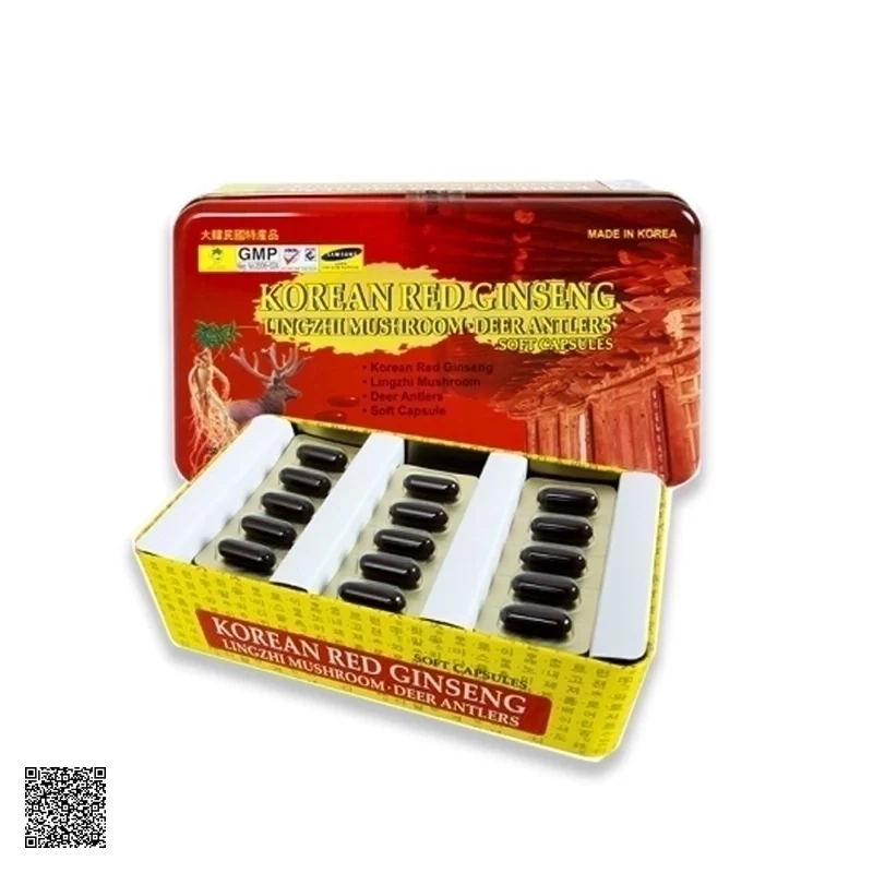 Viên Linh Chi Hồng Sâm Nhung Hươu Bio Apgold Korean Red Ginseng Lingzhi Mushroom Deer Antlers Soft Capsules (60 Viên)