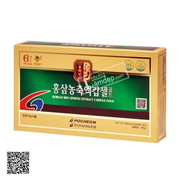 Viên Hồng Sâm Pocheon Korean Red Ginseng Extract Capsule Gold 180 Viên