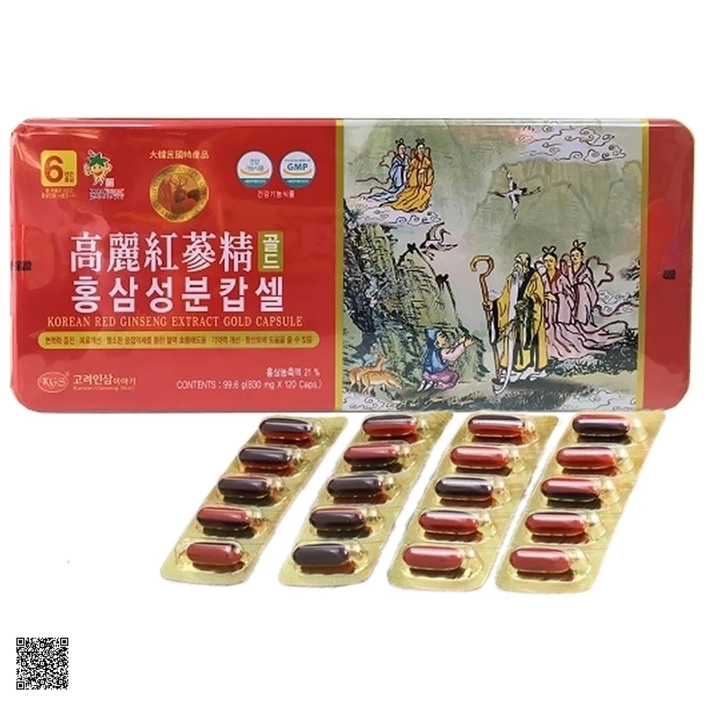 Viên Hồng Sâm Nhung Hươu Linh Chi KGS Korean Red Ginseng Extract Gold Capsules Hàn Quốc