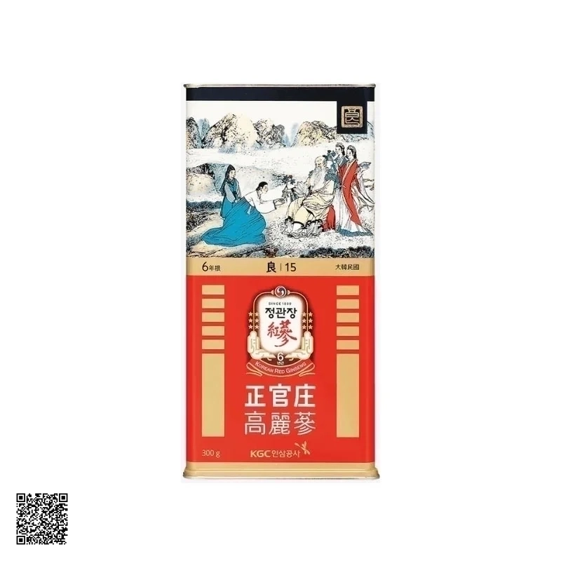 Hồng Sâm Củ Khô KGC Korean Red Ginseng Số 15 Hộp Thiếc 300gr (10 củ)