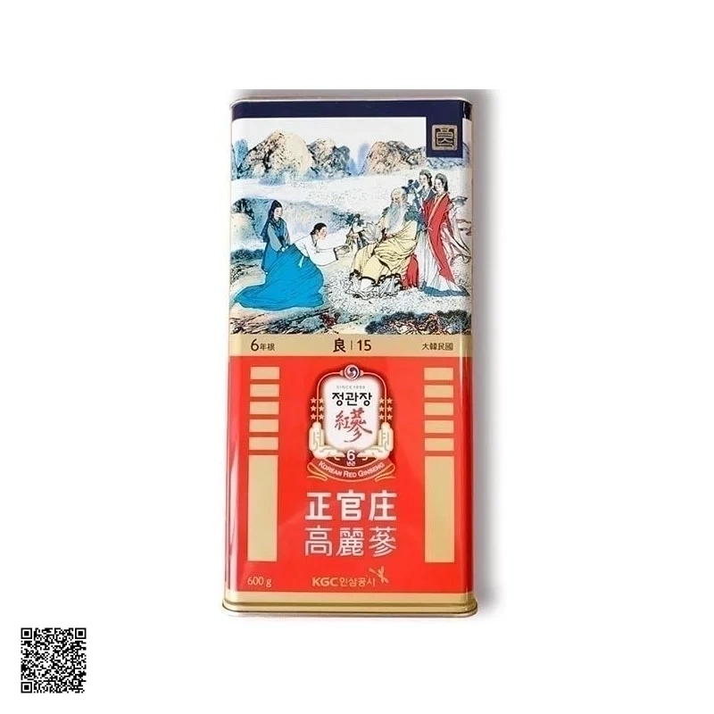 Hồng Sâm Củ Khô KGC Korean Red Ginseng Số 15 Hộp Thiếc 600gr (19 củ)