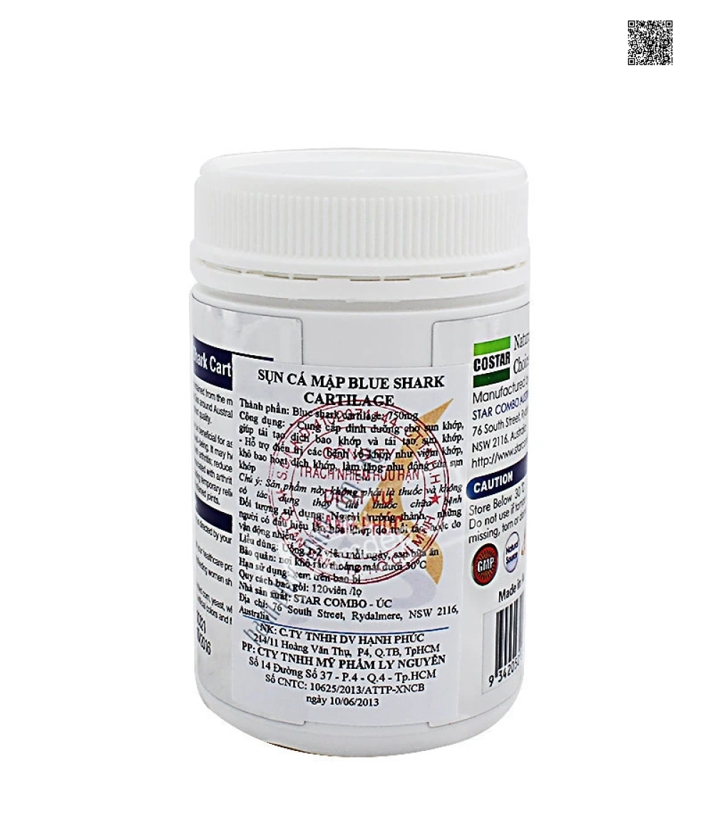 Viên Uống Bổ Khớp Sụn Vi Cá Mập Costar Blue Shark Cartilage Viên Uống Bổ Khớp Sụn Vi Cá Mập Costar Blue Shark Cartilage