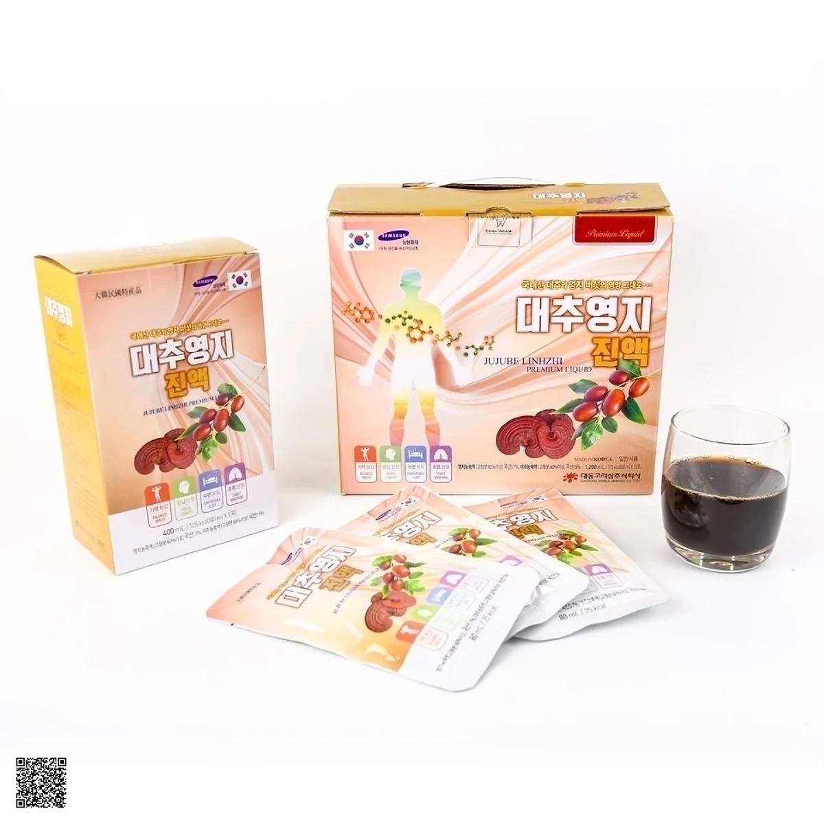 Nước Linh Chi Táo Đỏ Daedong Jujube Linhzhi Premium Liquid (80ml x 15 gói)