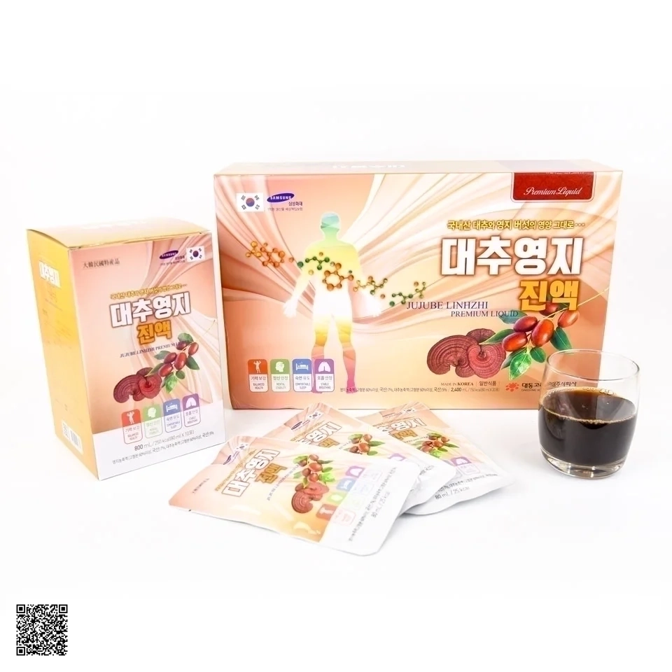 Nước Linh Chi Táo Đỏ Daedong Jujube Linhzhi Premium Liquid (80ml x 30 gói)