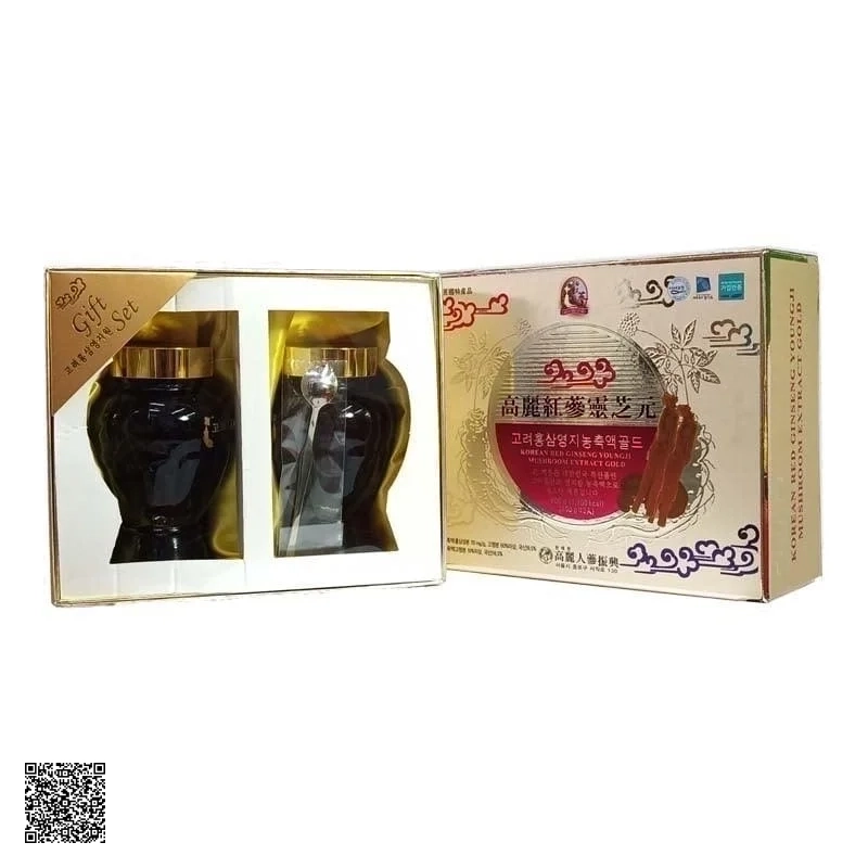 Cao Linh Chi Nhân Sâm Taewoong Food Korean Red Ginseng Youngji Mushroom Extract Gold Hàn Quốc Hộp 600g (300g x 2 lọ)