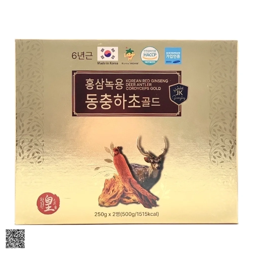 Cao Hồng Sâm Nhung Hươu Đông Trùng Ginseng King Korean Red Ginseng Deer Antler Cordyceps Gold