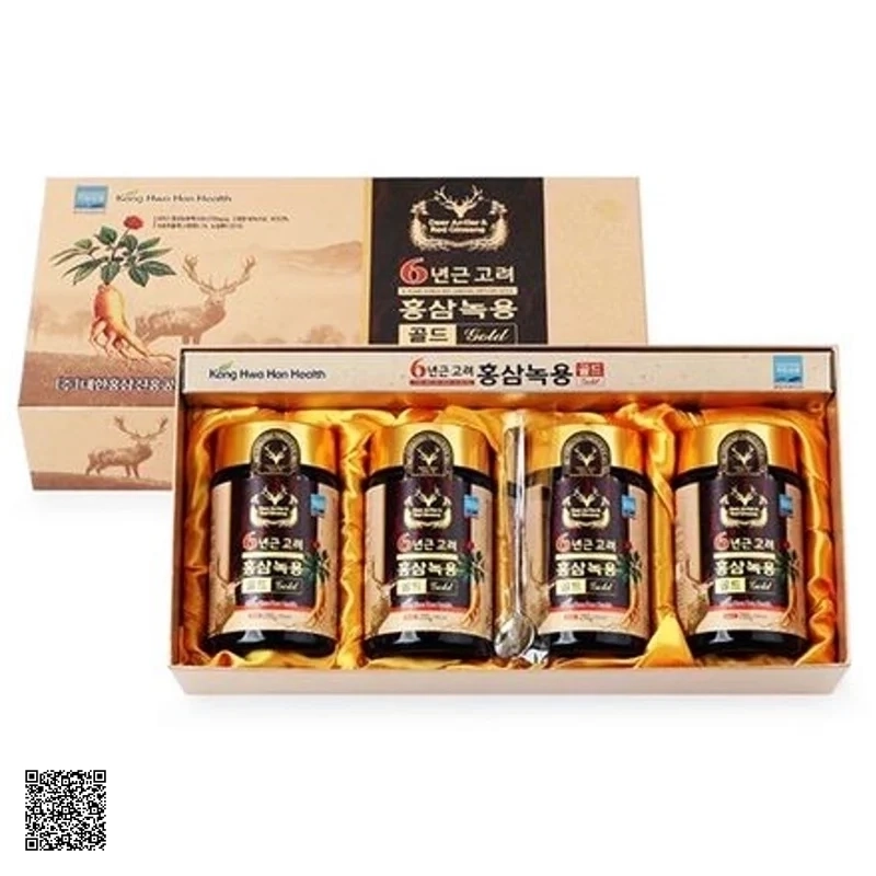 Cao Hồng Sâm Nhung Hươu Kanghwa 6 Years Korea Red Ginseng Antlers Gold (250gr x 4 lọ)