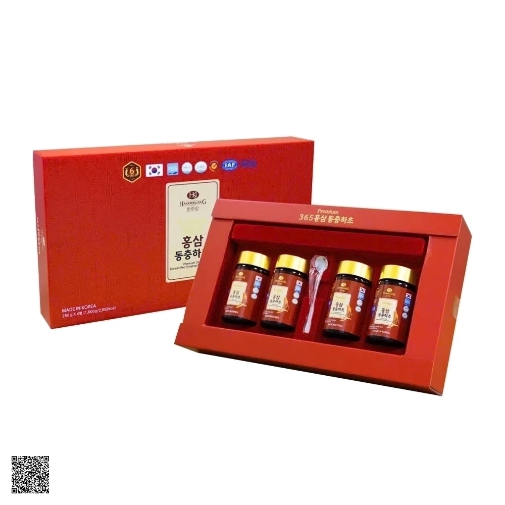 Cao Hồng Sâm Đông Trùng Hạ Thảo HankwanjanG Premium 365 Korean Red Ginseng & Cordyceps (4 Lọ x 240gr)