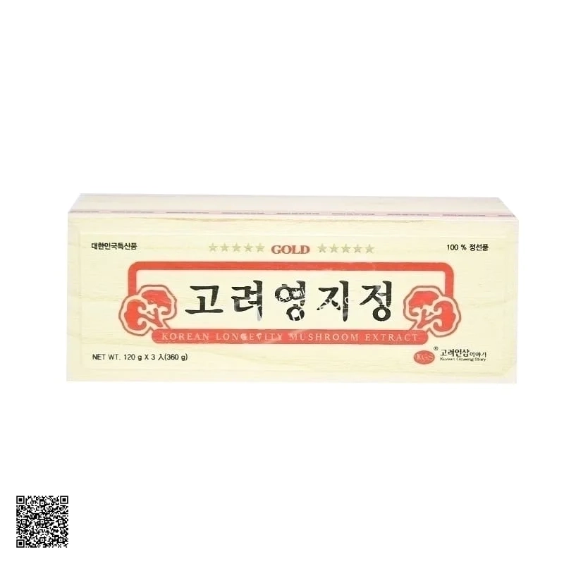 Cao Linh Chi KGS Korean Longevity Mushroom Extract Gold Hộp Gỗ 360g (120g x 3 lọ)