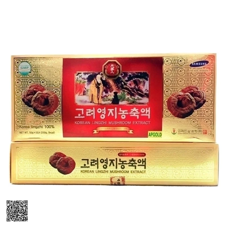 Cao Linh Chi Đỏ Bio Apgold Korean Lingzhi Mushroom Extract Hàn Quốc 250g (50g x 5 lọ)