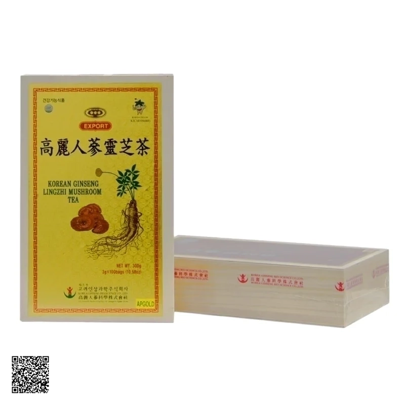 Trà Hồng Sâm Linh Chi Bio Apgold Korean Ginseng Lingzhi Mushroom Tea 100 Gói