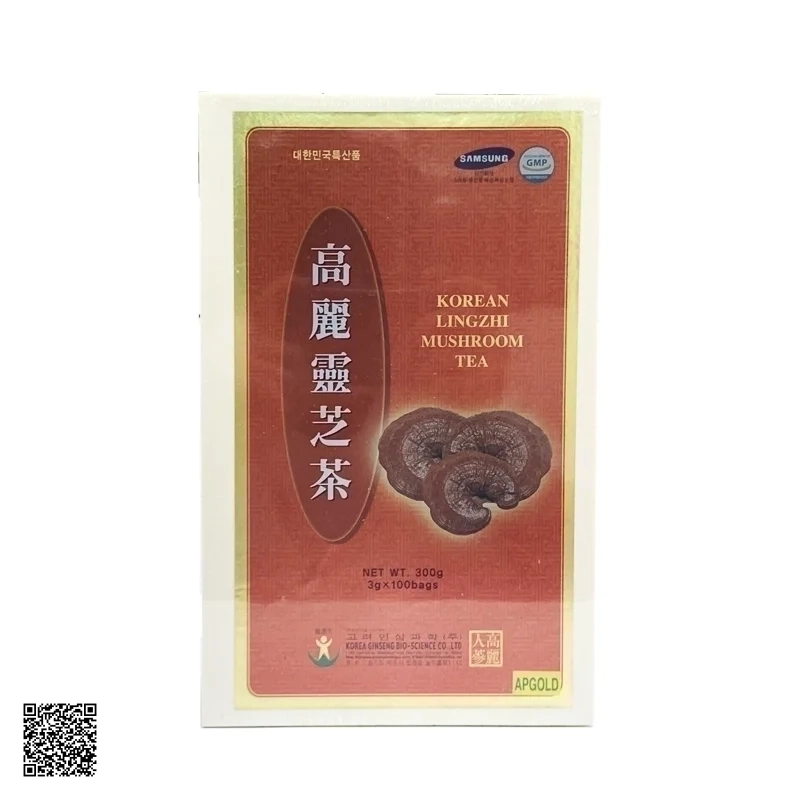 Trà Linh Chi Bio Apgold Korean Lingzhi Mushroom Tea Hàn Quốc Hộp Gỗ 100 Gói