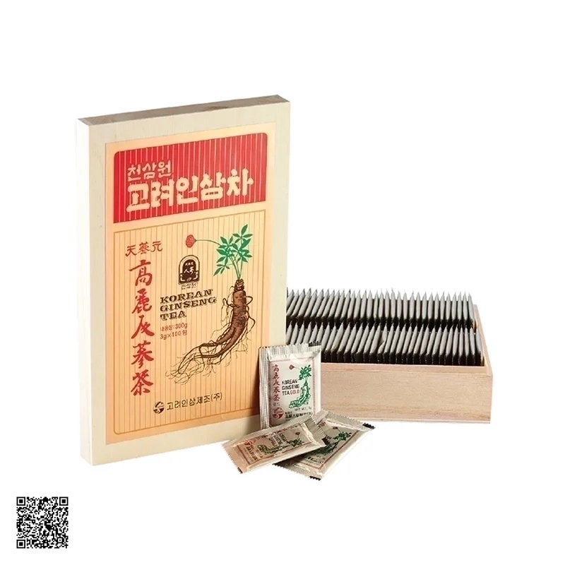 Trà Hồng Sâm Korean Ginseng Tea Hàn Quốc Hộp Gỗ 100 Gói