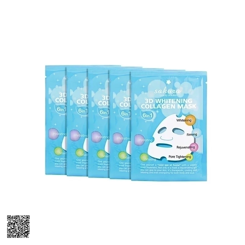 Mặt Nạ Trắng Da Sakura 3D Whitening Collagen Mask Nhật Bản (5 Miếng)