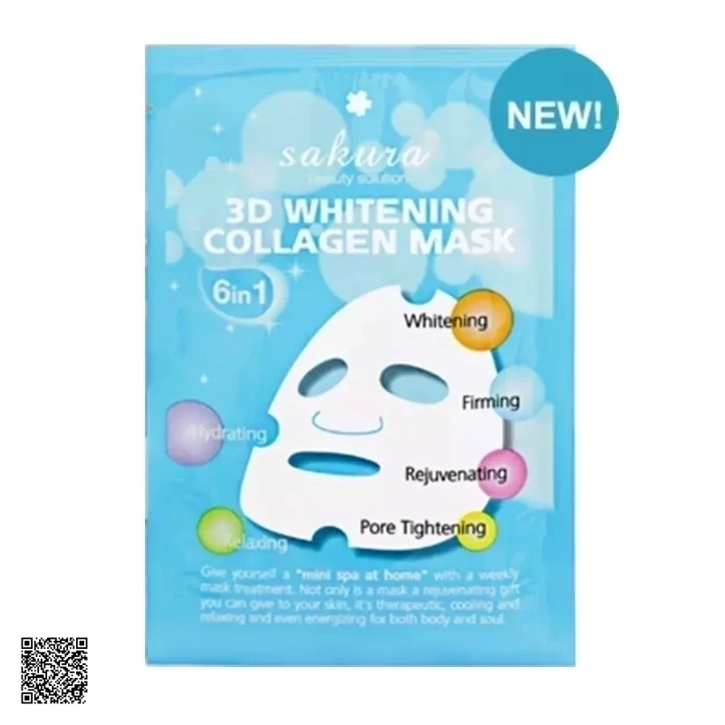 Sakura 3D Whitening Collagen Mask - Mặt Nạ Trắng Da Nhật Bản (1 Miếng)