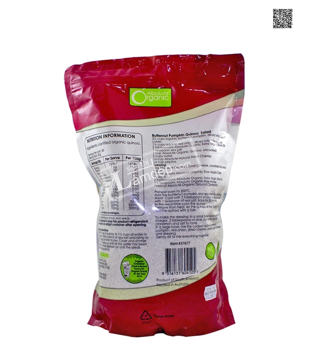 Hạt Diêm Mạch Absolute Organic Certified Organic Quinoa (1.5kg)