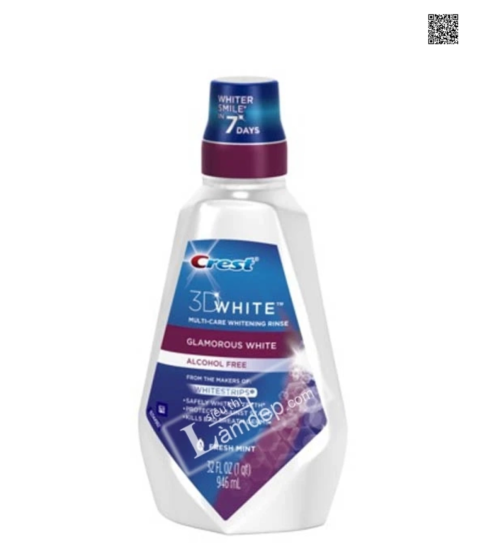 Nước Súc Miệng Làm Trắng Răng Crest 3D White Alcohol