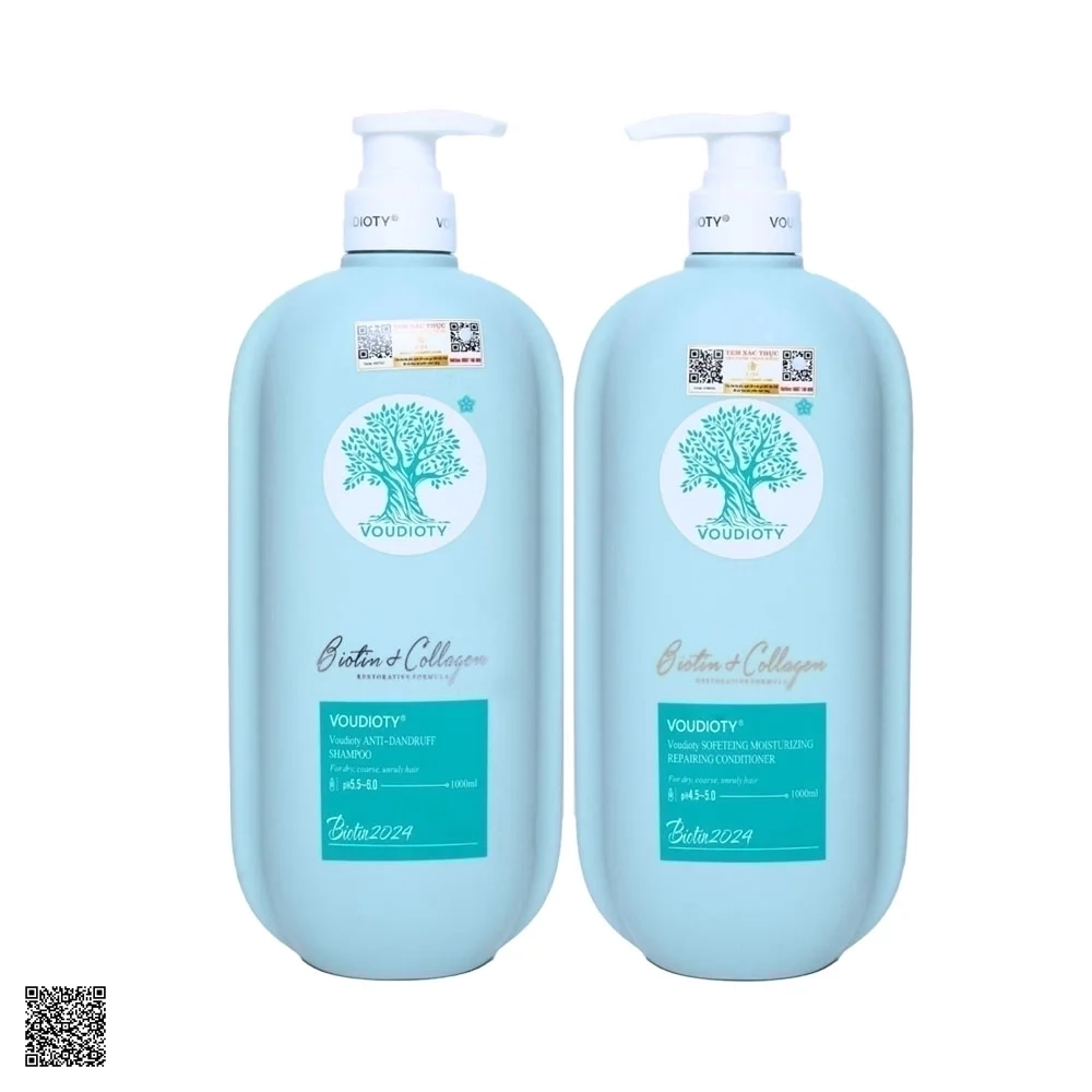 Biotin & Collagen Pasiori Voudioty Professional - Bộ Dầu Gội Xả Ngăn Ngừa Gàu (Xanh Dương)