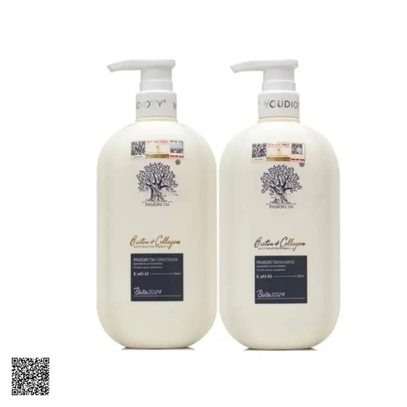 Biotin & Collagen Pasiori Voudioty Professional - Bộ Dầu Gội Xả Phục Hồi Tóc Hư Tổn (Trắng)
