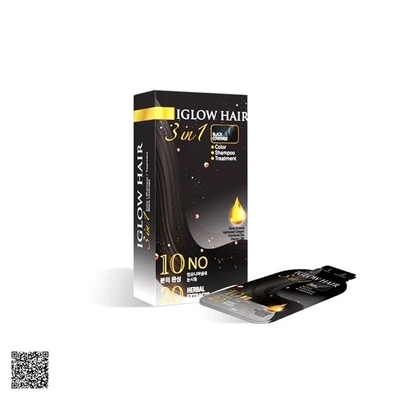 Dầu Gội Phủ Bạc Tóc Iglow Hair White Hair Cover 3 In 1 Black Coverage Hàn Quốc