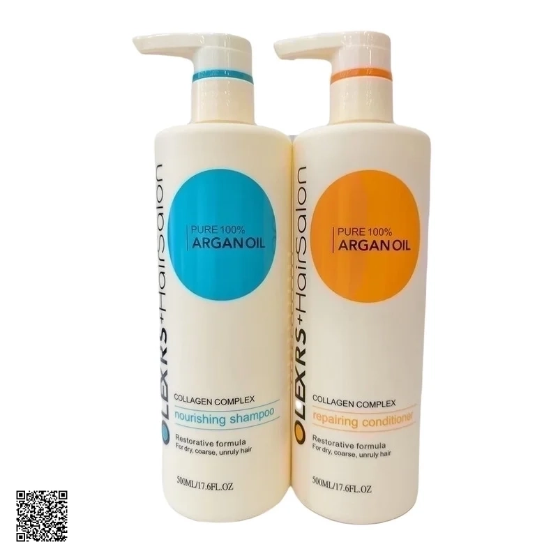 Olexrs Hair Salon Argan Oil Collagen Complex - Bộ Dầu Gội Xả (2 Chai x 500ml)