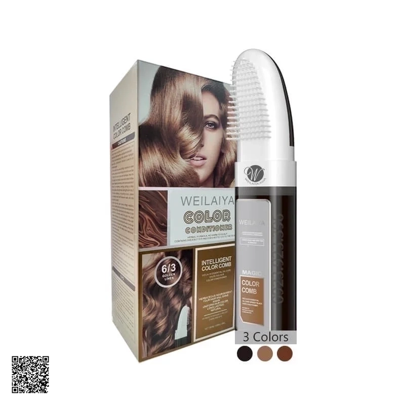 Weilaiya Magic Color Comb - Dầu Gội Phủ Bạc Dưỡng Tóc (Màu Nâu Gold)