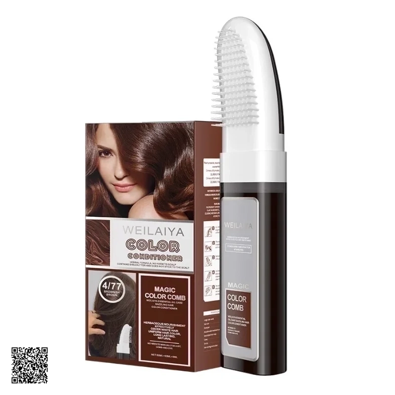Weilaiya Magic Color Comb - Dầu Gội Phủ Bạc Dưỡng Tóc (Màu Nâu Đen)